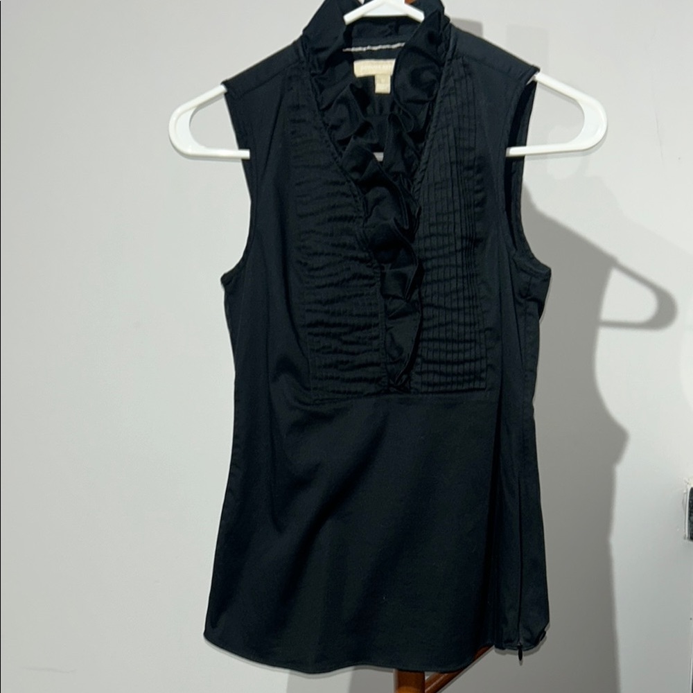Banana Republic Black Ruffled Sleeveless Blouse
